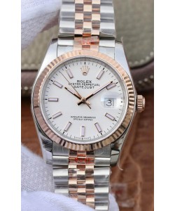 Montre Rolex Datejust 36MM Mouvement ETA-3135 Réplique Suisse en 904L cadran blanc bicolore