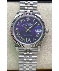 Montre Rolex Datejust 31MM Mouvement ETA-2671 Réplique Suisse en acier 904L Cadran violet 