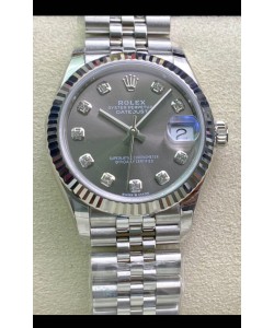 Montre Rolex Datejust 31MM Mouvement ETA-2671 Réplique Suisse en acier 904L et cadran gris