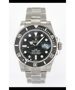 Montre Rolex Submariner DiW avec boîtier en acier sablé et lunette en fibre de carbone, cadran noir