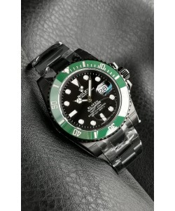 Montre Rolex Submariner Blaken DLC Réplique suisse avec lunette verte