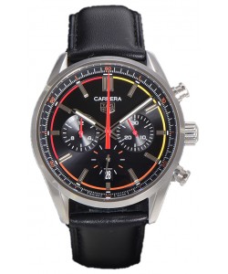 Tag Heuer Carrera Chronograph 42 Swiss Quartz Réplique Montre Cadran noir Bracelet cuir