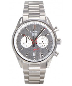 Tag Heuer Carrera Chronograph 43 Swiss Quartz Réplique Montre Cadran Gris Bracelet Acier