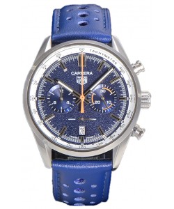 Tag Heuer Carrera Chronograph 43 Swiss Quartz Réplique Montre Cadran Bleu Bracelet Cuir