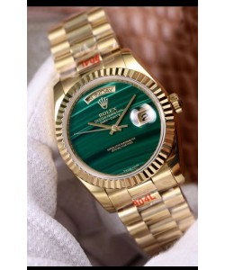 Montre Rolex Day Date 18238 Présidentielle 36MM en or jaune 18K - Cadran marbré vert malachite