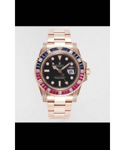 Montre suisse Rolex GMT Masters II Diamants avec boîtier en or rose 904L - Qualité miroir 1:1 