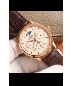 Montre Jaeger LeCoultre Master Ultra-Fine Calendrier Perpétuel Cadran jaune pâle Réplique Suisse  