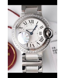 Ballon De Cartier Quartz Suisse 1:1 Miroir Qualité 28MM dans un boîtier acier Cadran Blanc 