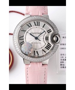 Ballon De Cartier Suisse Automatique 1:1 Miroir Qualité 33MM en Acier Inoxydable - Lunette Diamants