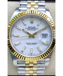 Réplique de Montre Rolex Datejust 126333 41MM Cal.3135 Suisse 1:1 Miroir en 904L Cadran Blanc 
