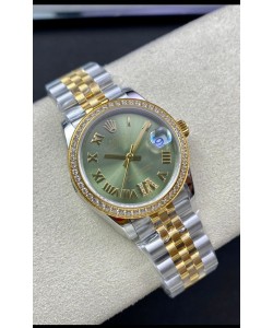 Rolex Datejust M278383RBR 31MM Réplique Suisse en Acier 904L 2 tons Or Jaune Cadran Vert Qualité 1:1