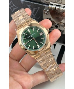 Vacheron Constantin Super Clone Overseas Réplique Montre Suisse 1:1 avec Cadran Acier Rose Vert