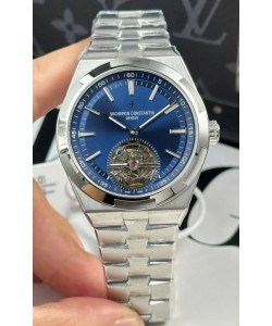 Vacheron Constantin Overseas Tourbillon Acier inoxydable avec cadran bleu Bracelet or Réplique 1:1 