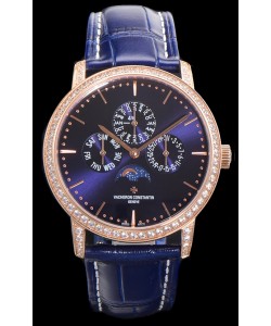 Vacheron Constantin Patrimony Quantième Perpétuel Or Rose Ultra Fin Cadran Bleu Réplique Suisse