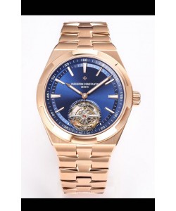 Vacheron Constantin Overseas Tourbillon Or Rose Cadran Bleu - Bracelet Or Réplique Miroir 1:1