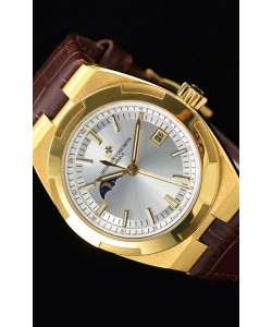 Vacheron Constantin Overseas Phase Lune montre suisse en or jaune avec bracelet marron