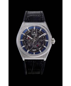 Montre Zenith Defy Classic Skeleton 41 mm Titane Hommes Réplique Suisse Montre - Bracelet en cuir noir