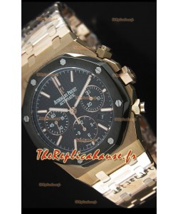 Royal Oak Audemars Piguet Or rose avec cadran noir texturé - Réplique de montre miroir 1:1
