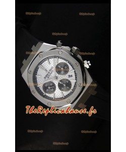 Montre chronographe Royal Oak d'Audemars Piguet avec boîtier en acier inoxydable et cadran blanc