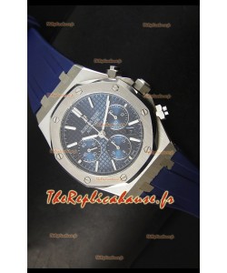 Montre chronographe Royal Oak d'Audemars Piguet avec boîtier en acier inoxydable et cadran bleu