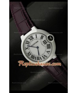 Femmes Ballon De Cartier Montre Réplique avec Bracelet Violet en Cuir - 28 mm