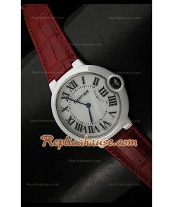 Femmes Ballon De Cartier Montre Réplique avec Bracelet Marron en Cuir - 28 mm