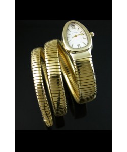 Bvlgari Serpenti Montre Pour Femme avec Mouvement Quartz Japonais - Boitier Plaqué en Or