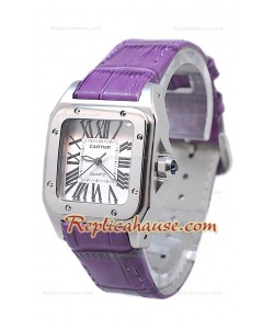 Cartier Santos 100 Femme Montre De Replique en Purple Sangle
