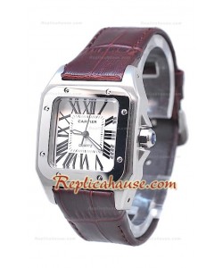 Cartier Santos 100 Femme Montre De Replique en Brunes Sangle