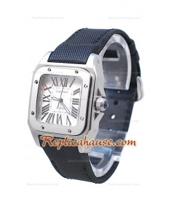 Cartier Santos 100 Femme Montre De Replique en Noir Saten Sangle