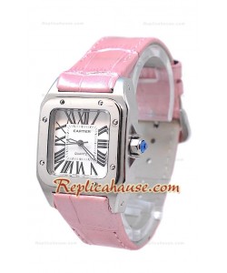 Cartier Santos 100 Femme Montre De Replique en Light Pink Sangle
