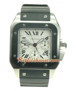 Cartier Santos 100 Suisse Chronograph Montre - Rubber Strap