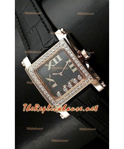 Chopard Happy Sport Femme Montre en Jaune Or and Noir Sangle