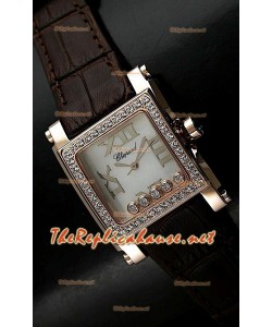 Chopard Happy Sport Femme Montre en Jaune Or and Brunes Sangle