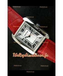 Cartier Tank Reproduction Montre Pour Femmes avec Boitier en Acier/Bracelet Rouge