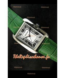 Cartier Tank Reproduction Montre Pour Femmes avec Boitier en Acier/Bracelet Vert