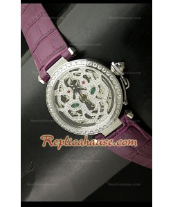 Cartier Pasha Skeleton Montre Femmes de Cadran avec Bracelet Rose Foncé 