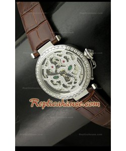 Cartier Pasha Skeleton Montre Femmes de Cadran avec Bracelet Marron