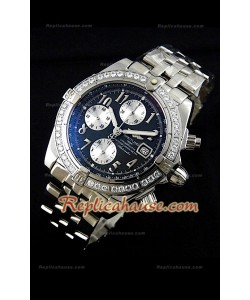 Breitling Chronomat Evolution Swiss Replica Montre avec Lunette de Diamants