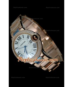 Ballon De Cartier Swiss Replica Montre - Taille Moyenne - Montre Or Rose 38 mm