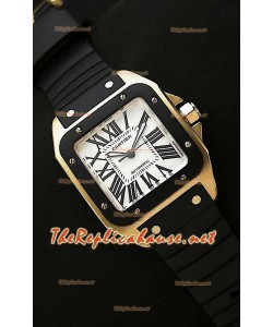 Cartier Santos 100 Montre Femmes Suisse en Or Rose - 33 mm - Réplique à l’Authentique 1 sur 1