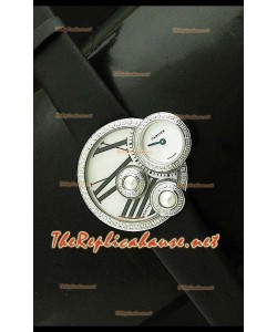 Perles de Cartier Swiss Femmes Montre avec Bracelet Noir en Acier Inoxydable