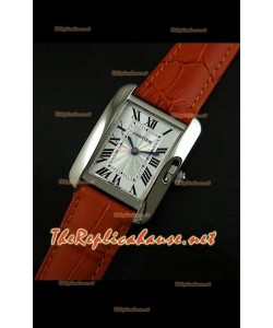 Cartier Tank Francaise Montre Femmes Bracelet Marron Clair Boîtier en Acier