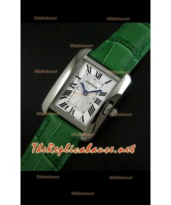 Cartier Tank Francaise Montre Femmes Bracelet Vert Boîtier en Acier