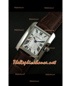 Cartier Tank Francaise Montre Femmes Bracelet Marron Boîtier en Acier