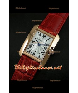 Cartier Tank Francaise Montre Femmes Bracelet Rouge Boîtier Or
