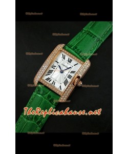 Cartier Tank Francaise Montre Femmes Lunette de Diamants Boîtier Or