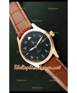 IWC Mark XVI Swiss Replica Montre en Or Rose - 40 mm Bracelet Marron