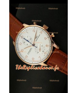 IWC Portuguese Chronographe REPRODUCTION Montre Suisse en Or Rose - Reproduction Montre Exacte 1:1