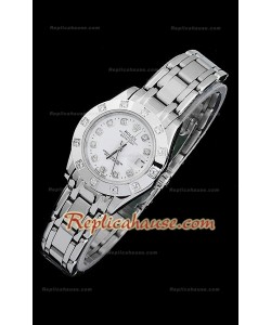 Rolex Datejust Femmes Swiss Replica Montre avec Cadran Blanc Index Horaires de Diamants